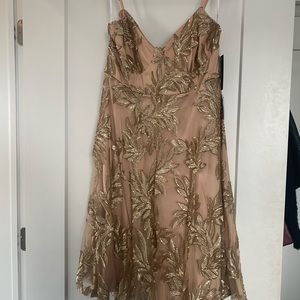 Lulu's Nude and Gold Sequin Midi Dress Size XL